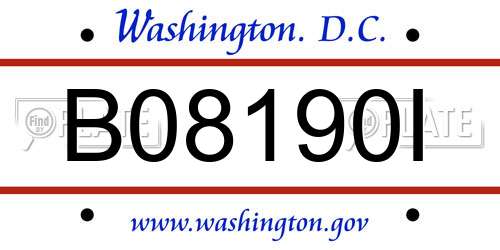B08190I District Of Columbia License Plate
