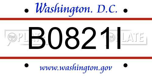 B0821I District Of Columbia License Plate