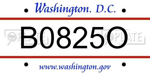 B0825O District Of Columbia License Plate