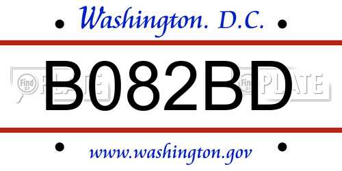 B082BD District Of Columbia License Plate