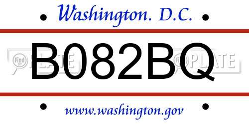 B082BQ District Of Columbia License Plate