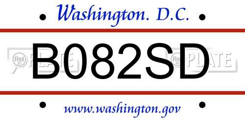 B082SD District Of Columbia License Plate