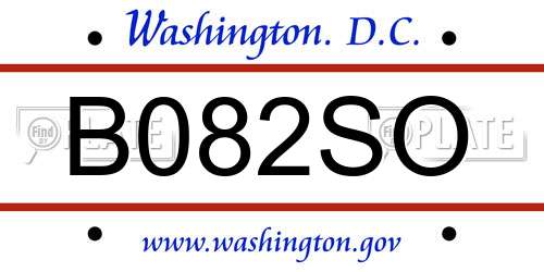 B082SO District Of Columbia License Plate