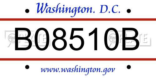 B08510B District Of Columbia License Plate