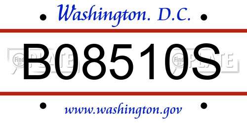 B08510S District Of Columbia License Plate