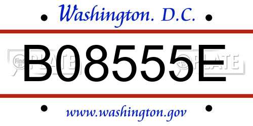 B08555E District Of Columbia License Plate