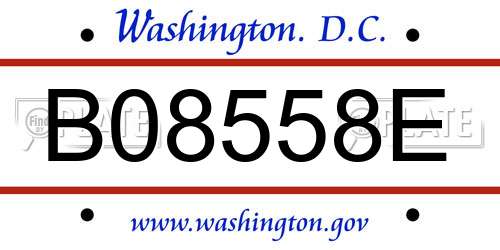 B08558E District Of Columbia License Plate