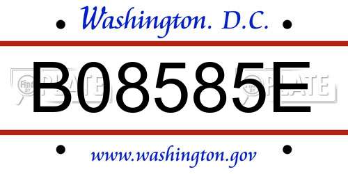 B08585E District Of Columbia License Plate