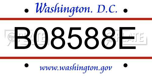 B08588E District Of Columbia License Plate
