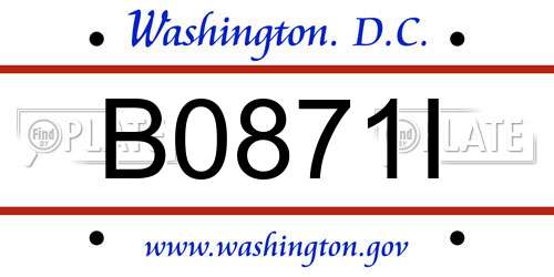 B0871I District Of Columbia License Plate