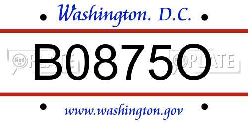 B0875O District Of Columbia License Plate
