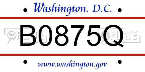 B0875Q District Of Columbia License Plate