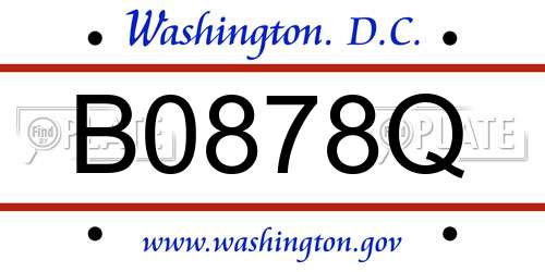 B0878Q District Of Columbia License Plate