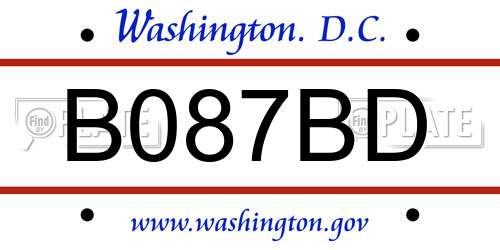 B087BD District Of Columbia License Plate