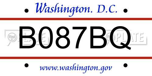B087BQ District Of Columbia License Plate