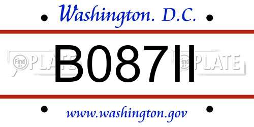 B087II District Of Columbia License Plate