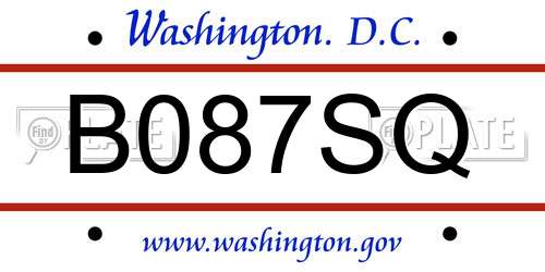 B087SQ District Of Columbia License Plate
