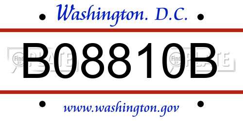 B08810B District Of Columbia License Plate