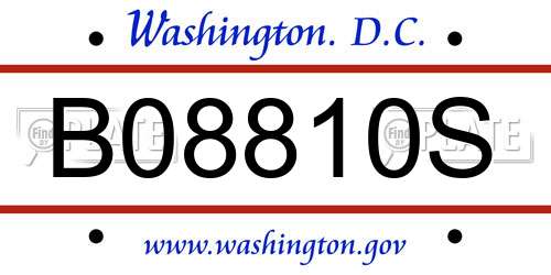 B08810S District Of Columbia License Plate
