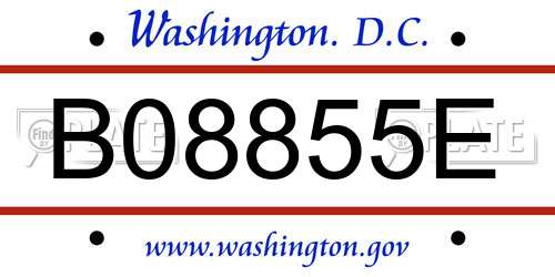 B08855E District Of Columbia License Plate