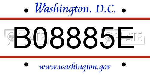 B08885E District Of Columbia License Plate