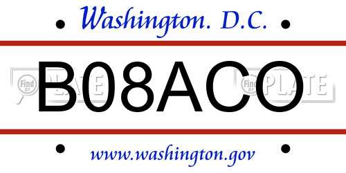B08ACO District Of Columbia License Plate