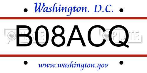 B08ACQ District Of Columbia License Plate