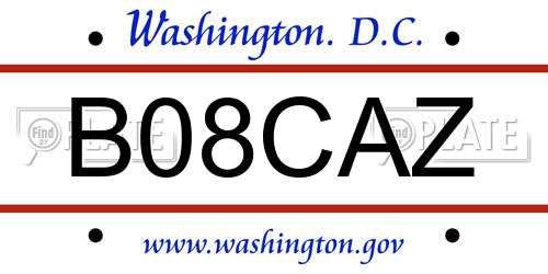 B08CAZ District Of Columbia License Plate
