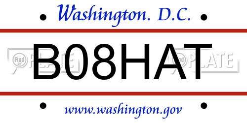 B08HAT District Of Columbia License Plate