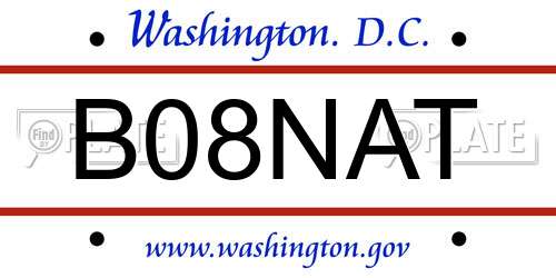 B08NAT District Of Columbia License Plate