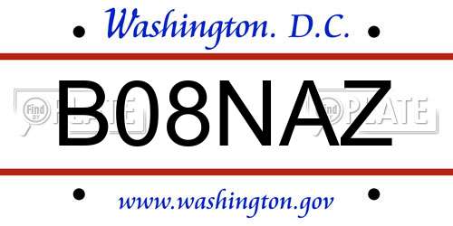 B08NAZ District Of Columbia License Plate