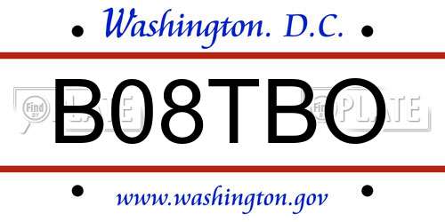 B08TBO District Of Columbia License Plate
