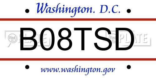 B08TSD District Of Columbia License Plate