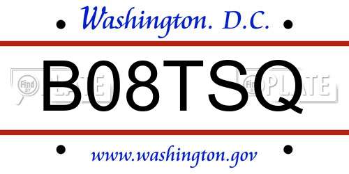 B08TSQ District Of Columbia License Plate