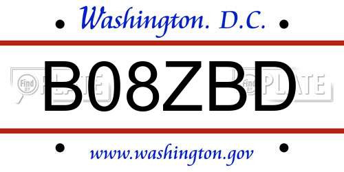 B08ZBD District Of Columbia License Plate
