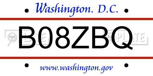 B08ZBQ District Of Columbia License Plate