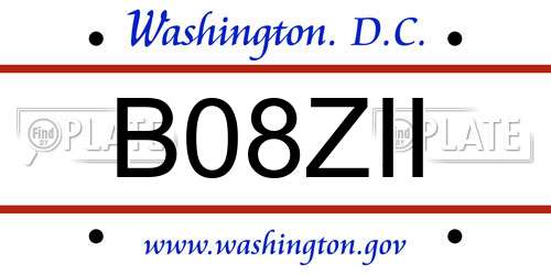 B08ZII District Of Columbia License Plate