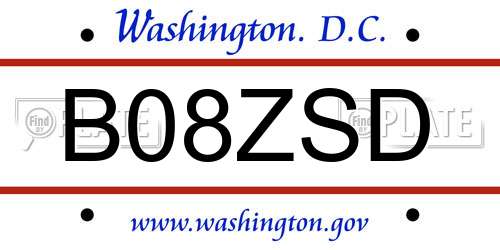 B08ZSD District Of Columbia License Plate