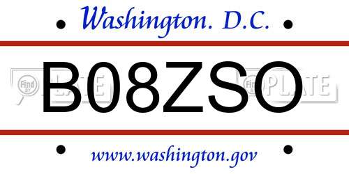 B08ZSO District Of Columbia License Plate