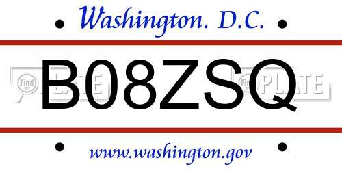 B08ZSQ District Of Columbia License Plate