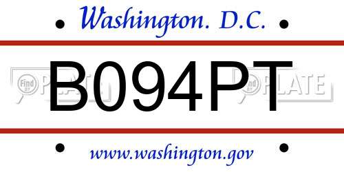 B094PT District Of Columbia License Plate