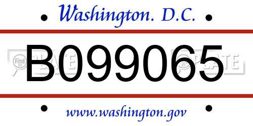 B099065 District Of Columbia License Plate