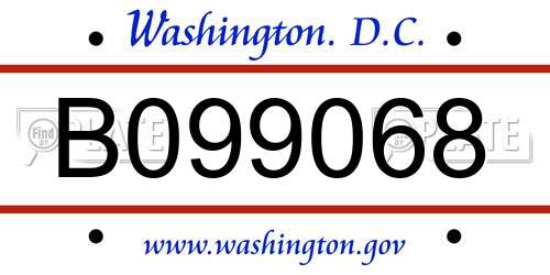 B099068 District Of Columbia License Plate