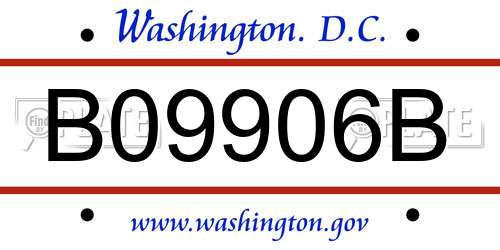 B09906B District Of Columbia License Plate
