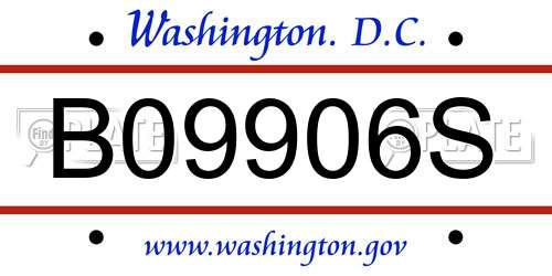 B09906S District Of Columbia License Plate
