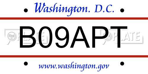 B09APT District Of Columbia License Plate