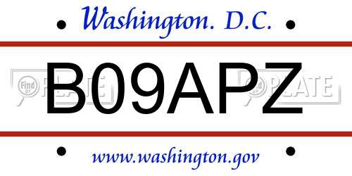 B09APZ District Of Columbia License Plate