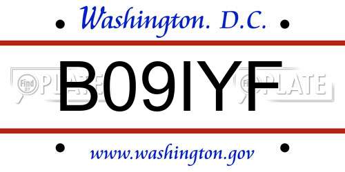 B09IYF District Of Columbia License Plate