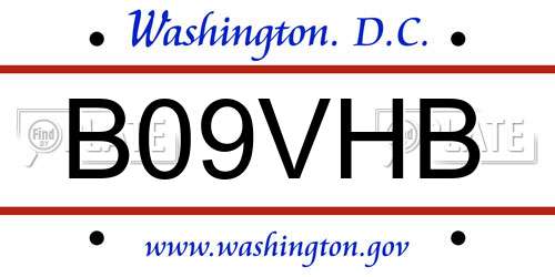 B09VHB District Of Columbia License Plate