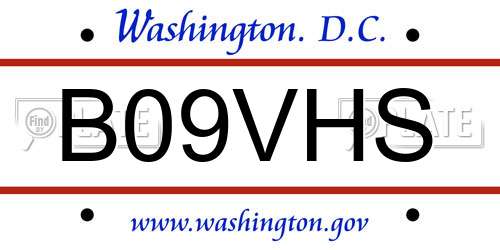 B09VHS District Of Columbia License Plate